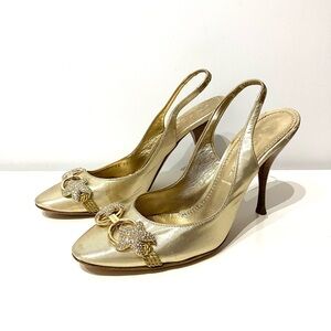 Vintage Casedei Gold Starfish Singback Heels 37.5